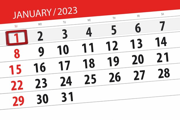 Calendario 2023 fecha límite día mes página organizador fecha enero domingo número 1