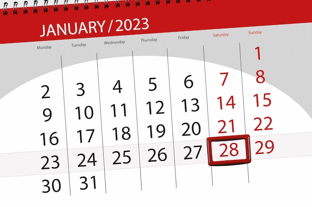 Calendario 2023 fecha límite día mes página organizador fecha enero sábado número 28