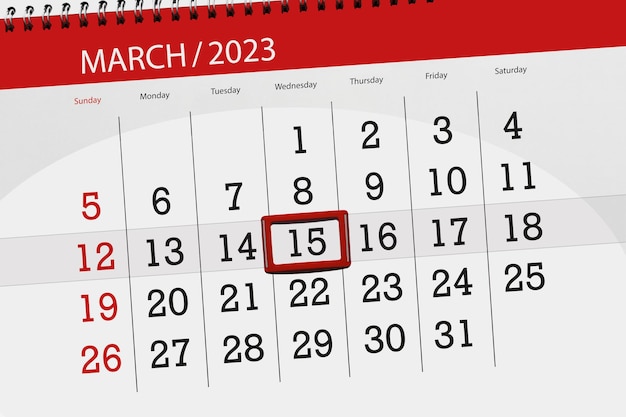 Calendario 2023 fecha límite día mes página organizador fecha marzo miércoles número 15