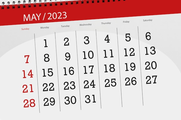 Calendario 2023 fecha límite día mes página organizador fecha mayo