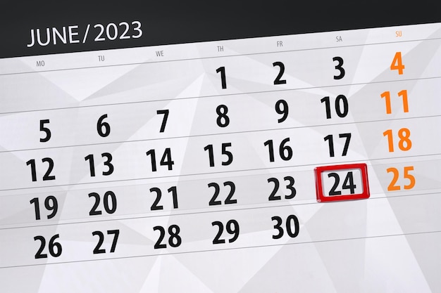 Calendário 2023 prazo dia mês página organizador data junho sábado número 24