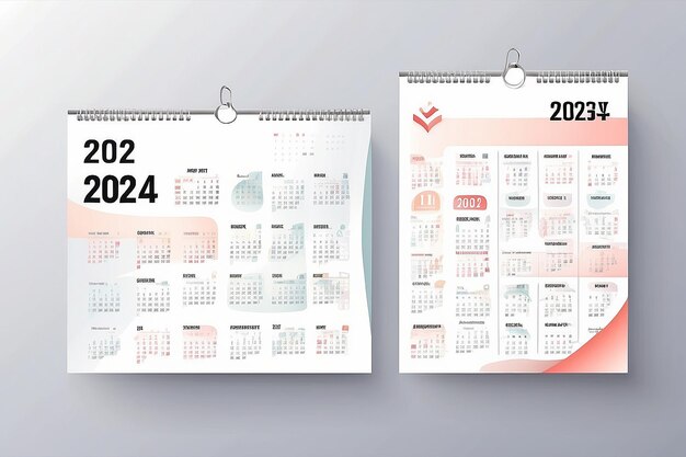 Foto calendario 2024 calendario 2025 semana comienza lunes vector de plantilla de diseño corporativo