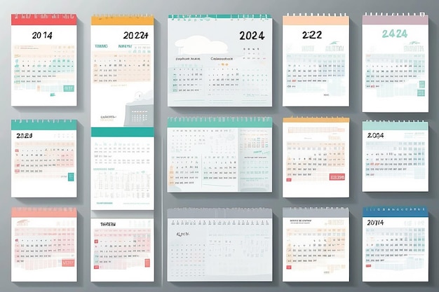 Foto calendario 2024 con diseño simple y moderno la semana comienza el lunes calendario simple