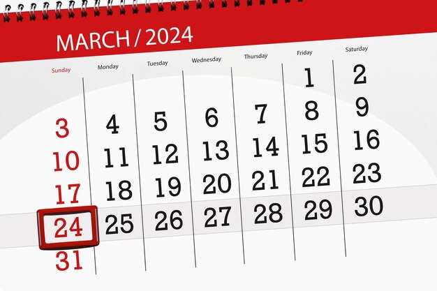 Calendario de 2024 fecha límite día mes página organizador fecha domingo número 24 de marzo