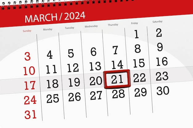 Calendario de 2024 fecha límite día mes página organizador fecha marzo jueves número 21