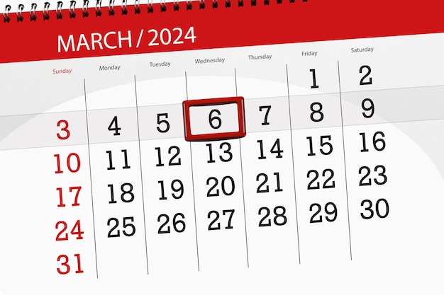 Calendario de 2024 fecha límite día mes página organizador fecha marzo miércoles número 6