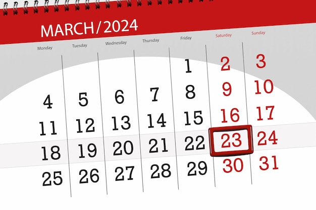 Calendario de 2024 fecha límite día mes página organizador fecha marzo sábado número 23