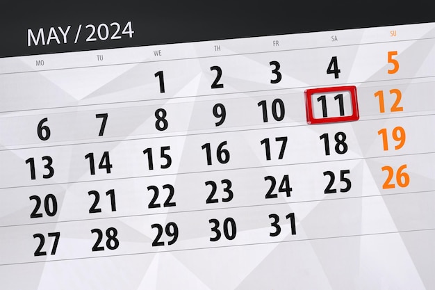 Foto calendario de 2024 fecha límite día mes página organizador fecha sábado número 11 de mayo