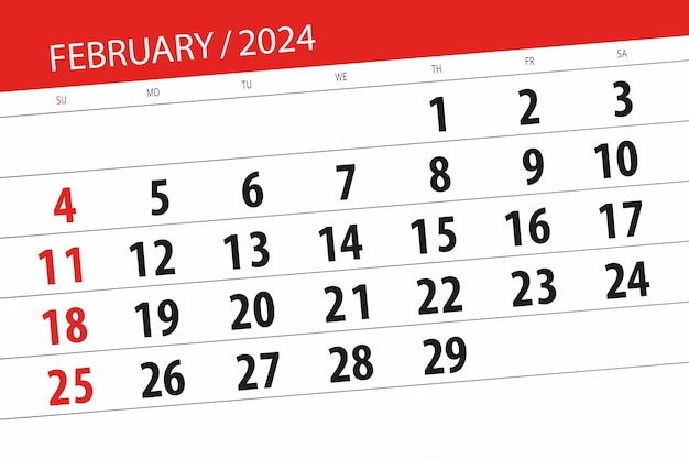 Calendário 2024 prazo de validade dia mês página organizador data fevereiro