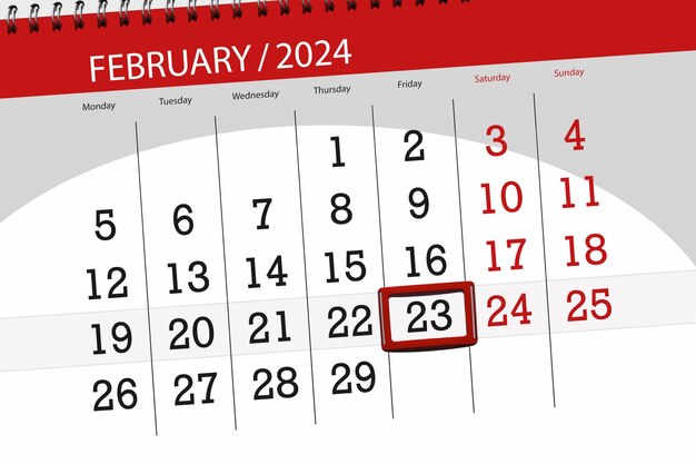 Calendário 2024 prazo dia mês página organizador data fevereiro sexta-feira número 23