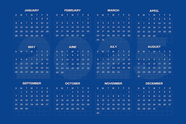 Calendario 2025 Calendario para 2025 sobre un fondo azul