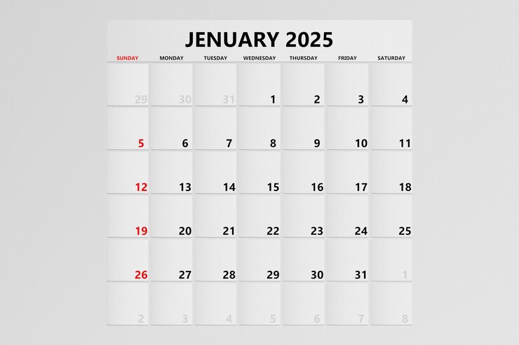 Foto calendário 2025 janeiro modelo de planejador mensal para design corporativo