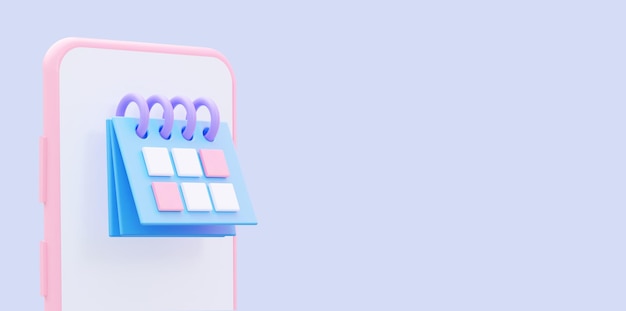 Calendario 3d. una aplicación para planificar en un teléfono móvil. representación 3d  Foto Premium
