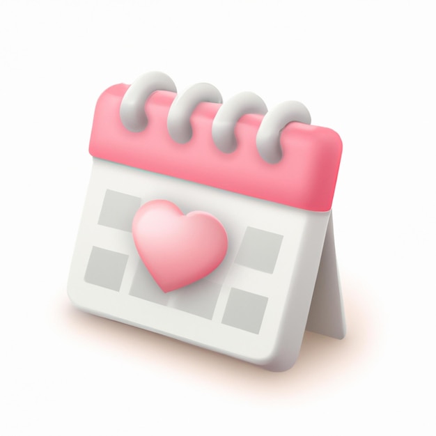 calendário 3d ícone de coração de amor calendário de data dos namorados criado com tecnologia generativa ai