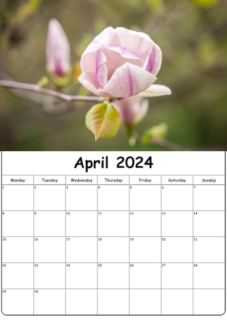 Foto calendario para abril de 2024