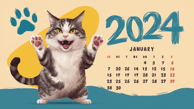 Foto un calendario para el año 2010 se muestra con un gato en la esquina