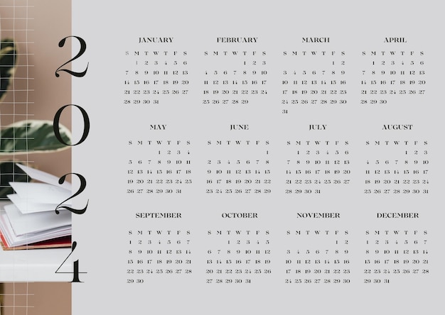 Calendario para el año 2024