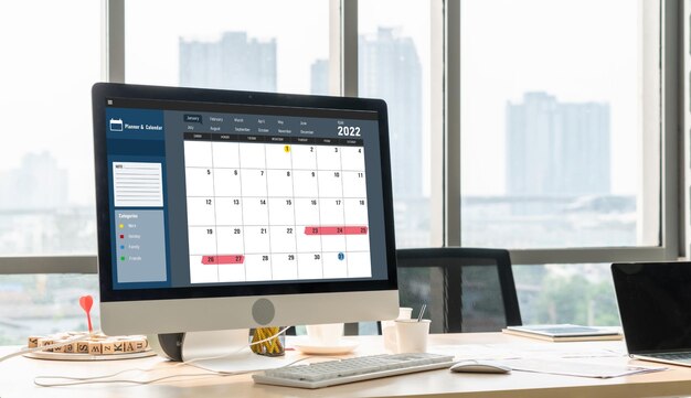 Calendario en la aplicación de software de computadora para la planificación de horarios modish