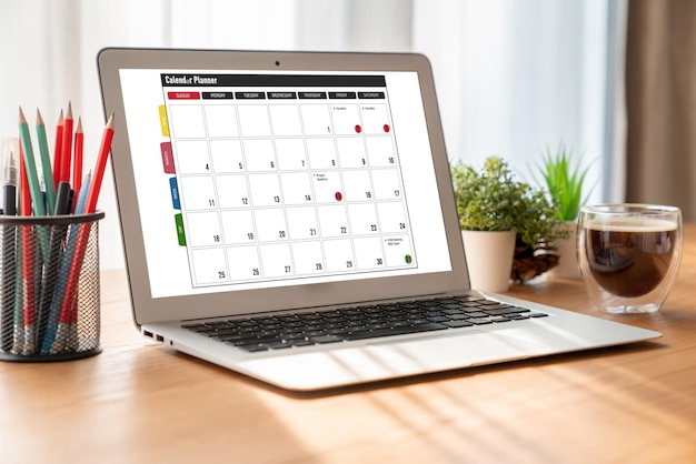 Calendario en aplicación de software informático para la planificación de horarios de moda