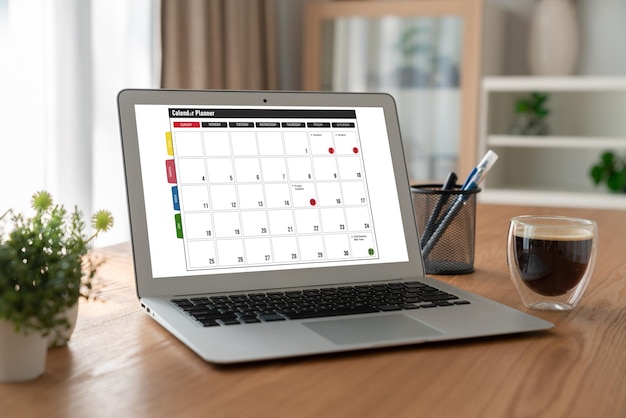 Calendario en aplicación de software informático para la planificación de horarios de moda
