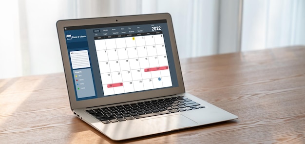 Calendario en aplicación de software informático para la planificación de horarios de moda