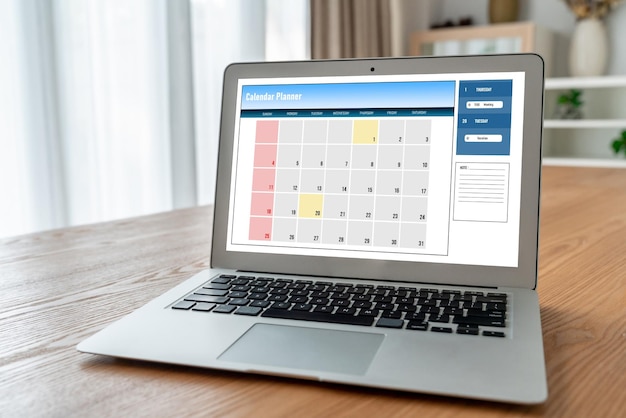 Calendario en aplicación de software informático para la planificación de horarios de moda