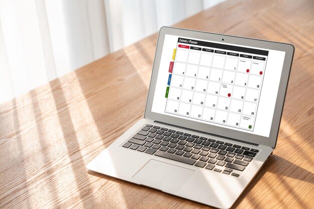 Calendario en aplicación de software informático para la planificación de horarios de moda