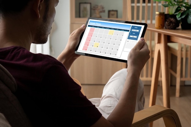 Calendario en aplicación de software informático para la planificación de horarios de moda