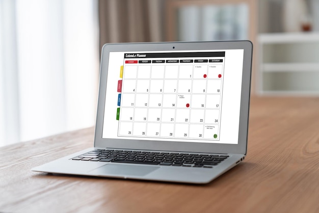 Calendario en aplicación de software informático para la planificación de horarios de moda