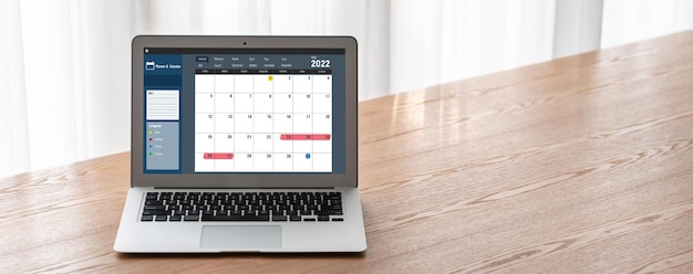 Calendario en aplicación de software informático para la planificación de horarios de moda
