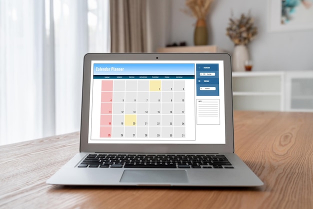 Calendario en aplicación de software informático para la planificación de horarios de moda