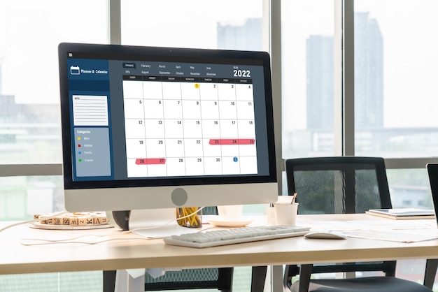 Calendario en la aplicación de software para la planificación de horarios de moda