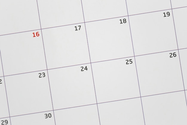 Foto calendario en blanco para enfocar