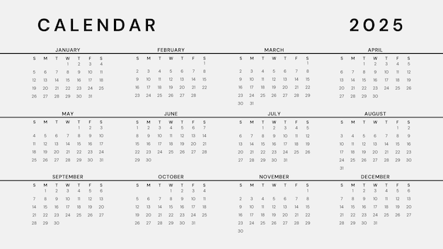 Un calendario en blanco y negro con el año 2015 en él