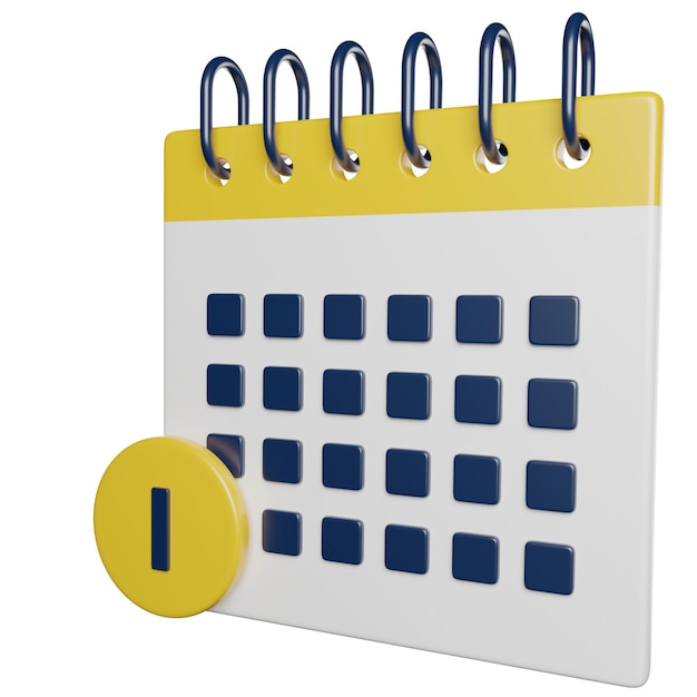 un calendario con un botón amarillo que dice 1 comillas en él