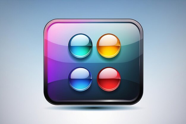 Calendario de cuatro colores botón de vidrio icono ui ux icono de aplicación brillante vector de logotipo