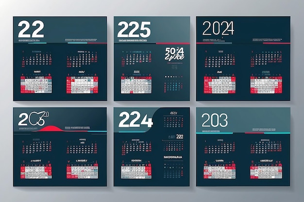 Foto calendário de 2024 calendário 2025 semana começa segunda-feira modelo de design corporativo vetor