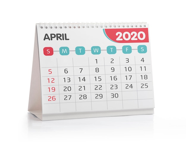 Calendário de abril de 2020