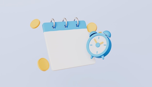Calendario y despertador con monedas de oro planificación empresarial y concepto de pago oportuno