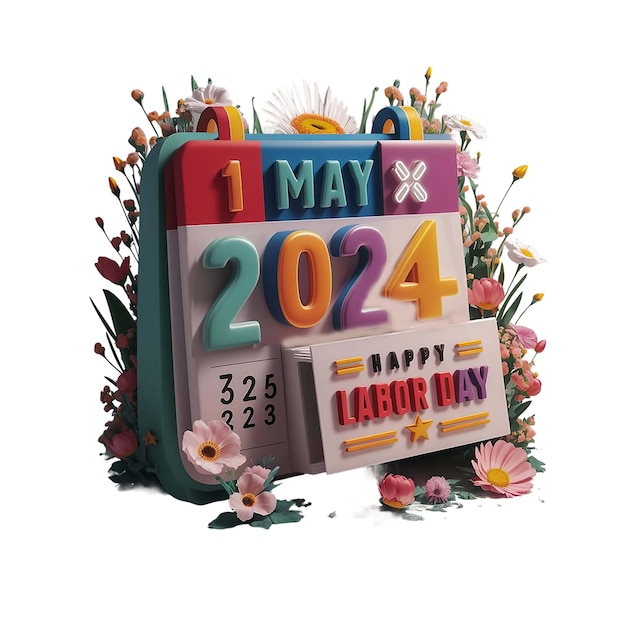 calendario del día del trabajo1 en mayo de 2024 una exhibición colorida de un calendario con el año 2012 en él