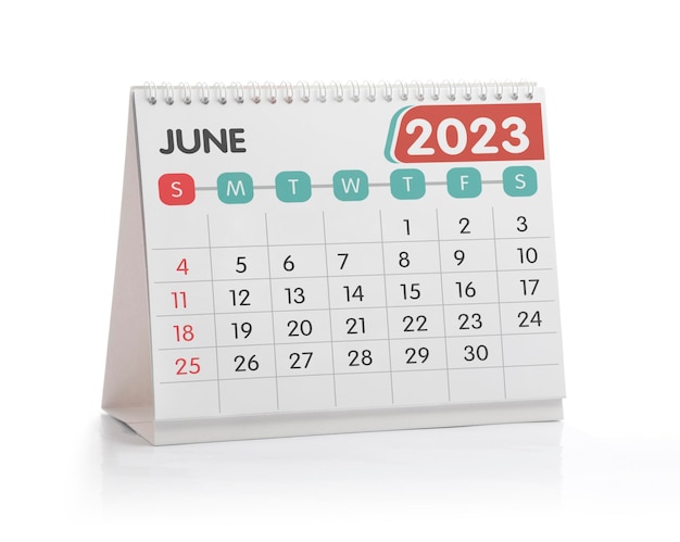 Calendario de escritorio de junio de 2023