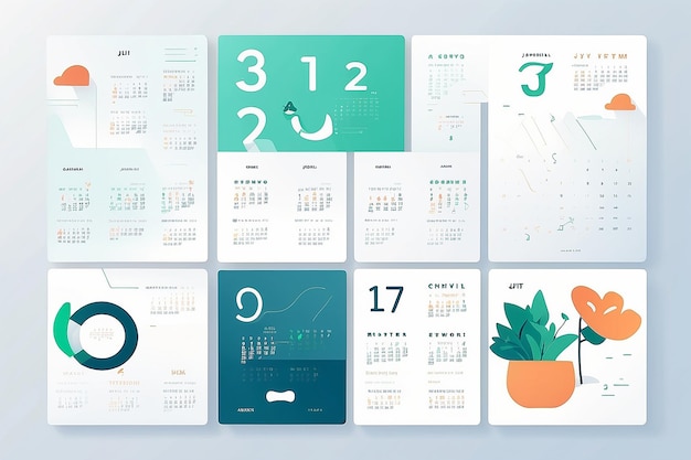 Foto un calendario de estilo plano minimalista con hitos de trabajo remoto