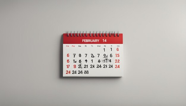 un calendario con la fecha de febrero en él