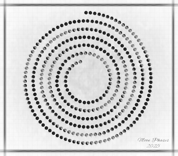 Calendário Lunar 2025 Fases da Lua em Espiral