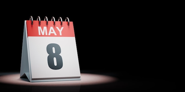 Calendario de mayo destacado sobre fondo negro