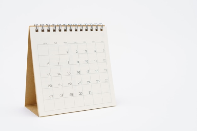 Un calendario del mes. utilizando como concepto de negocio de fondo y concepto de planificación con espacios de copia y espacio en blanco para su texto o diseño.