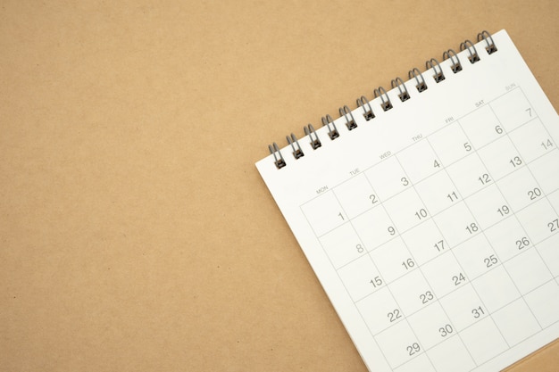 Un calendario del mes. utilizando como concepto de negocio de fondo y planificación