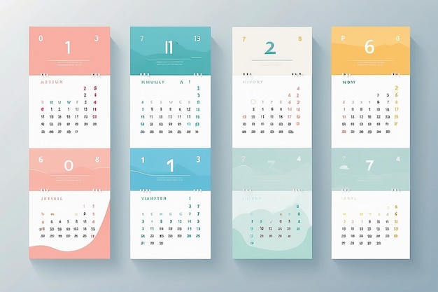 Calendário minimalista com marcos de trabalho remoto Design plano vetorial