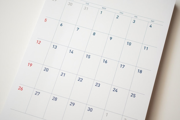 Calendario página fecha fondo negocio planificación cita reunión concepto