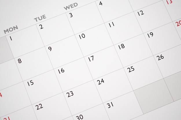 Calendario página fecha fondo negocio planificación cita reunión concepto